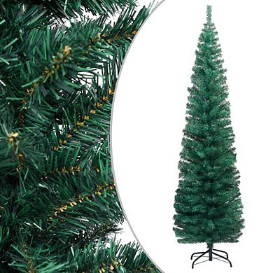 Slim PVC Artificial Christmas Tree with Stand 8 ft, Reusable and Elegant Holiday Decor