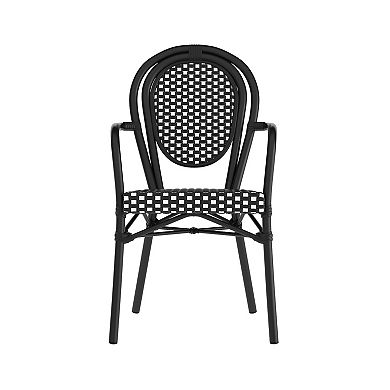 Merrick Lane French Bistro Chair With Pe Rattan Seat And Metal Frame