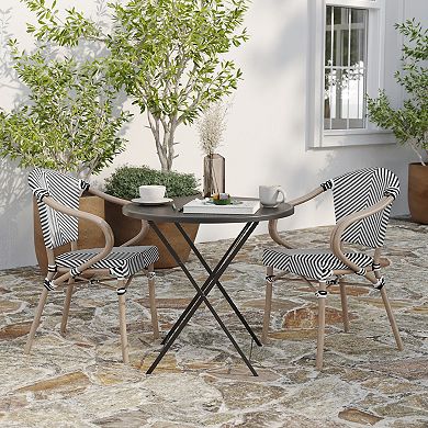 Merrick Lane 2 Pack French Bistro Chair With Textilene Seat And Metal Frame