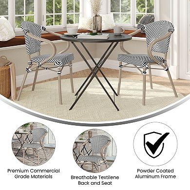 Merrick Lane 2 Pack French Bistro Chair With Textilene Seat And Metal Frame