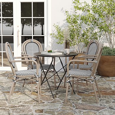 Merrick Lane 4 Pack French Bistro Chair With Textilene Seat And Metal Frame