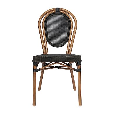 Merrick Lane 4 Pack French Bistro Chair With Textilene Seat And Metal Frame