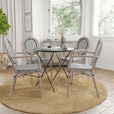 Merrick Lane 4 Pack French Bistro Chair With Textilene Seat And Metal Frame