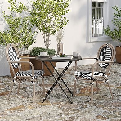 Merrick Lane French Bistro Chair With Textilene Seat And Metal Frame