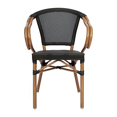 Merrick Lane French Bistro Chair With Textilene Seat And Metal Frame