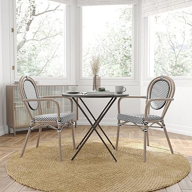 Merrick Lane French Bistro Chair With Textilene Seat And Metal Frame