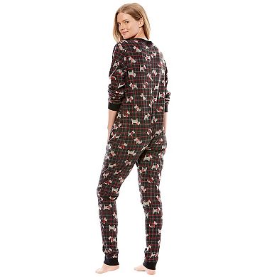 Dreams & Co. Women's Plus Size Holiday Print Onesie Pajama