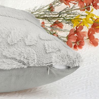 Basho Leaf Pattern Cushion Covers Solid Fluffy Plush Pillowcase