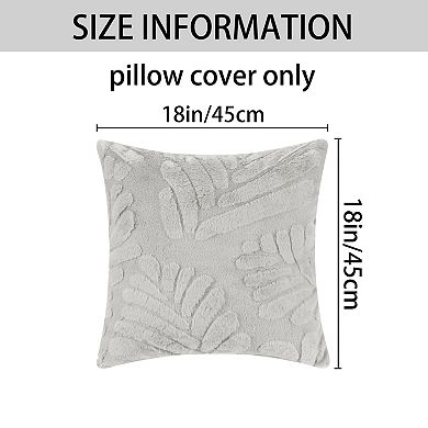 Basho Leaf Pattern Cushion Covers Solid Fluffy Plush Pillowcase