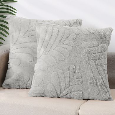 Basho Leaf Pattern Cushion Covers Solid Fluffy Plush Pillowcase