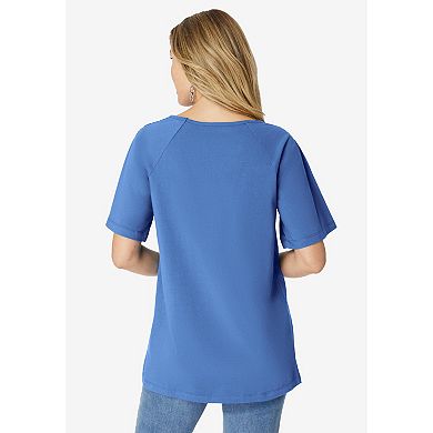 Roaman's Women's Plus Size Smocked Tee