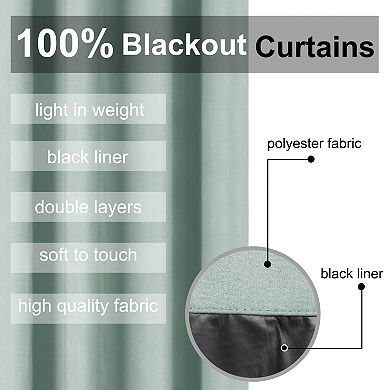 2 Panels Bedroom Waterproof 100% Blackout Curtains 42"x63"