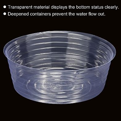 Plant Pot Saucer 10" Plastic Round Deepened Flower Drip Tray For Indoor Outdoor, Clear Pack Of 10