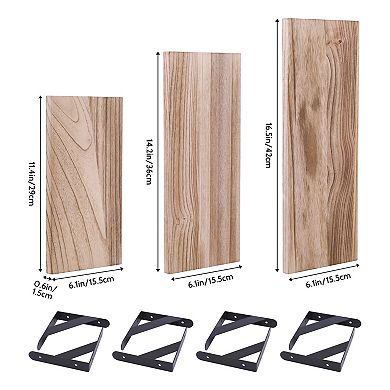 Wood Floating Shelves Set Of 4, Wall Mounted Shelves For Bathroom Bedroom Living Room