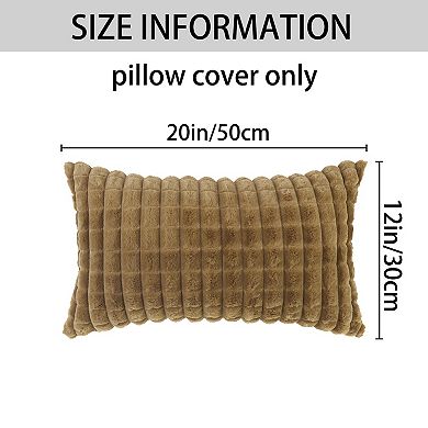 Checked Faux Fur Plush Throw Pillow Covers Solid Soft Fuzzy Cozy Pillowcases 12" X 20"