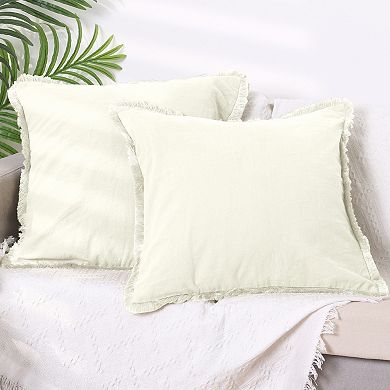 4pcs Throw Pillow Cover With Tassel Trim For Farmhouse, Sofa, Couch, Bed Decor 18" X 18"