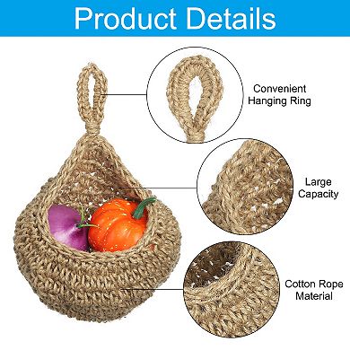 Medium Size Teardrop Home Decor Storage Hand-woven Wall Hanging Basket For Garlic Potato