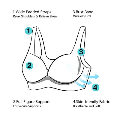 Women's Adjustable Straps Lingerie Full Coverage Push Up Vest Bra