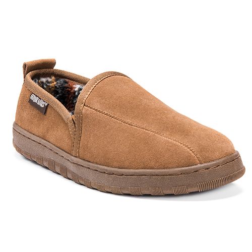 muk luks men's leather berber fleece slippers