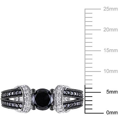 Stella Grace Sterling Silver 1 Carat T.W. Black & White Diamond Wedding Ring