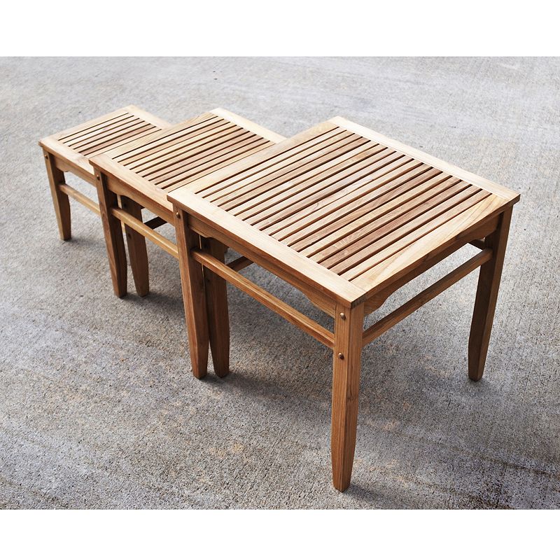 Outdoor Teak 3-pc. Nesting Patio Table Set, White