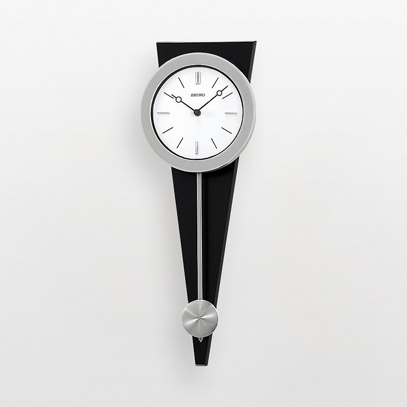Seiko Silver Tone Pendulum Wall Clock - QXC111SLH, Black