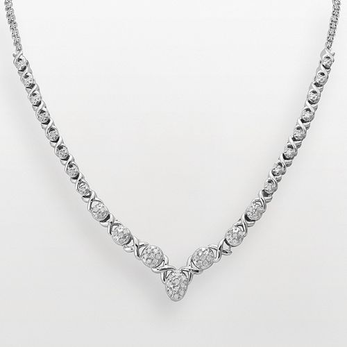 Sterling Silver 1/2ct. T.W. Diamond XO Necklace