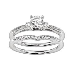 Round-Cut Certified Diamond Engagement Ring Set in 14k White Gold (5/8 ct. T.W.) by