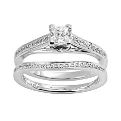 Princess-Cut Certified Diamond Engagement Ring Set in 14k White Gold (5/8 ct. T.W.) by