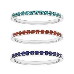 14k White Gold Gemstone Stackable Ring by