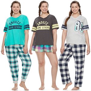 Juniors' Plus Size SO® Naptime Squad Pajama Separates