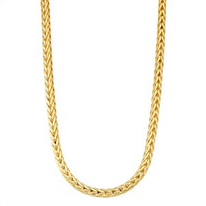 Men's Sterling 14k Gold Over Silver Wheat Chain Necklace