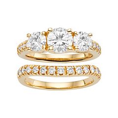 Forever Brilliant Lab-Created Moissanite 14k Gold Coordinating Wedding Jewelry by