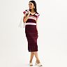 Women's Nine West Crochet Striped Top & Midi Skirt Separates
