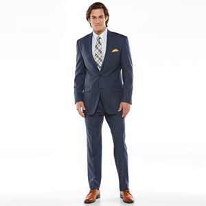 Chaps Black Label Classic-Fit Navy Wool-Blend Stretch Flat-Front Suit Separates - Men