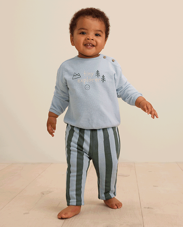 Fall collection of cozy kids sweaters, pajamas, and shirts with decrative fall patterns and images