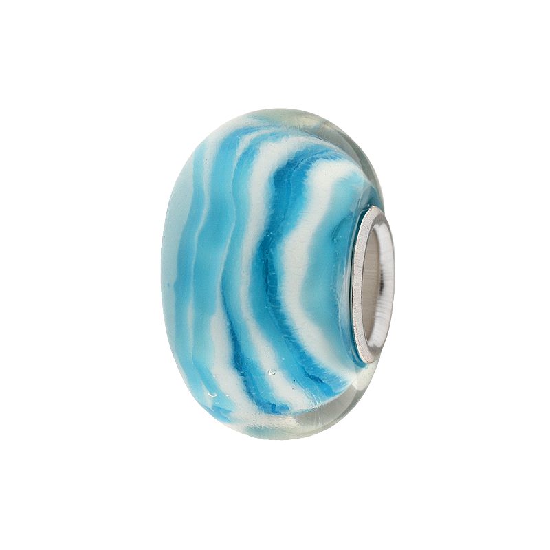 Individuality Beads Sterling Silver Swirl Glass Bead, Womens, Blue