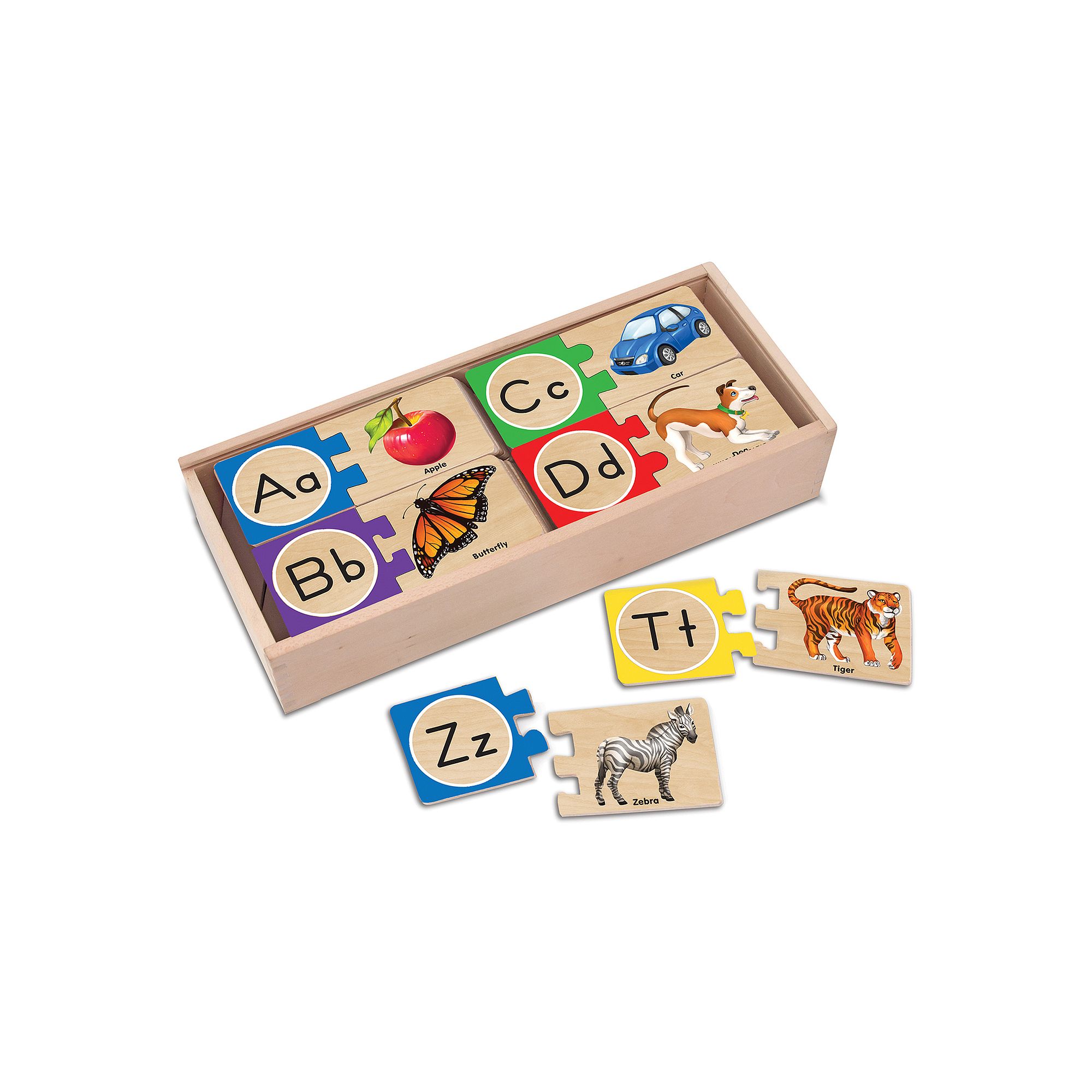 Melissa & Doug Self-Correcting Alphabet Letter Wood Puzzles, Multicolor