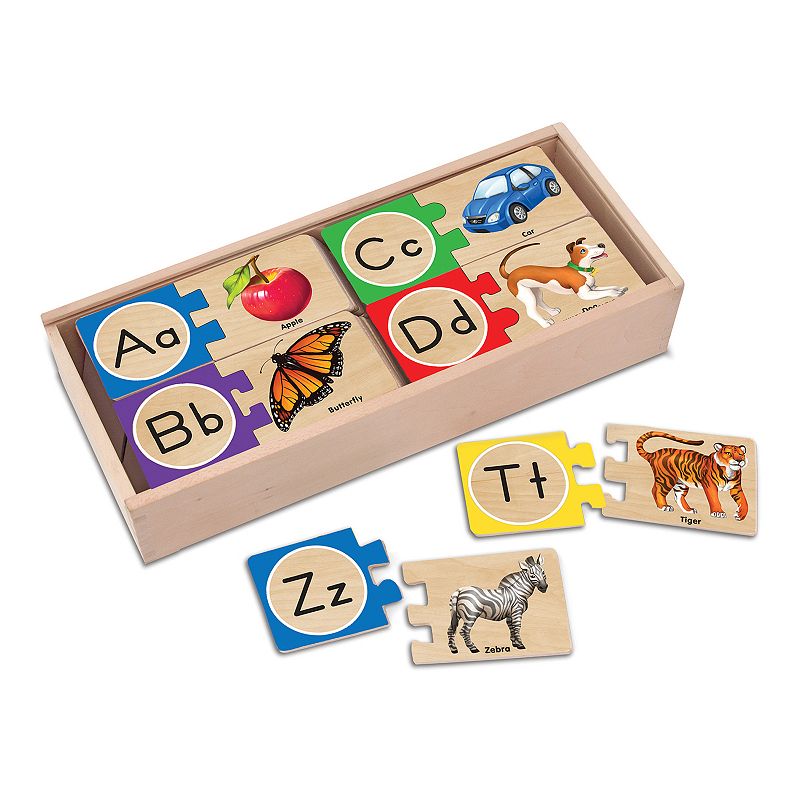 Melissa & Doug Self-Correcting Alphabet Letter Wood Puzzles, Multicolor