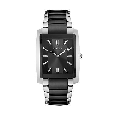 Bulova Stainless Steel Black Ion Watch 98A117 Men