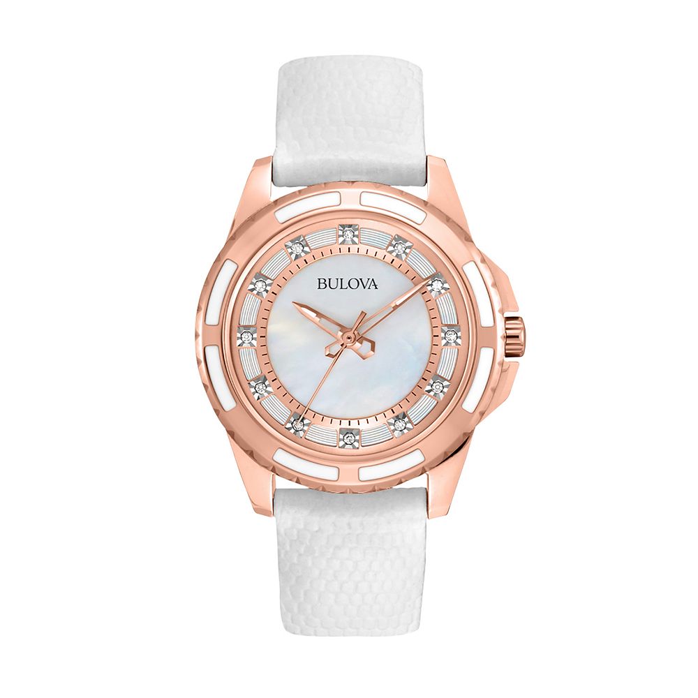 Bulova Stainless Steel Rose Gold Tone Diamond Accent  display picture 3