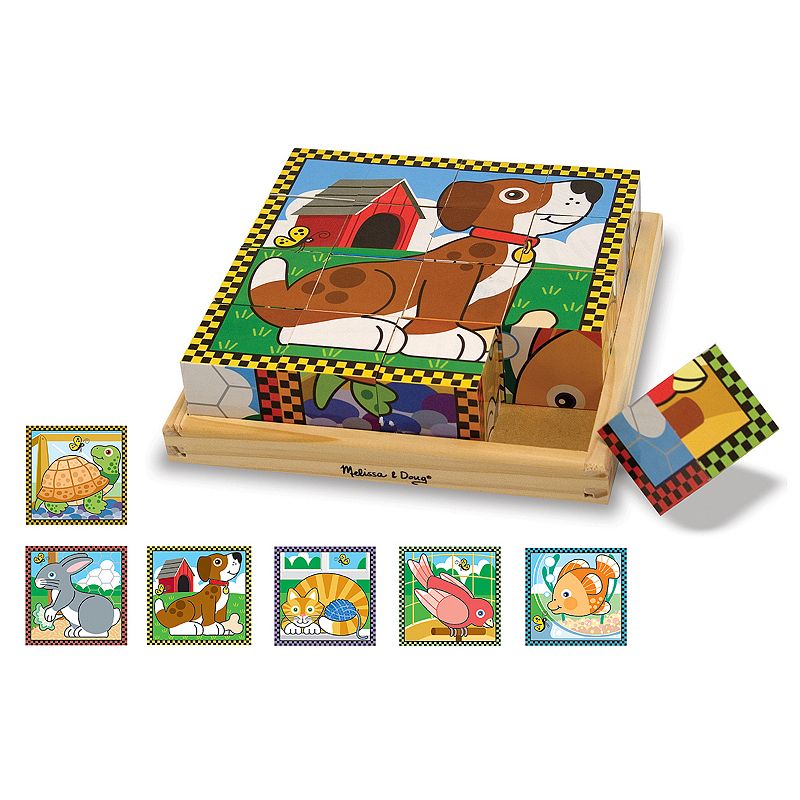 92530592 Melissa & Doug Pets Wood Cube Puzzle, Multicolor sku 92530592