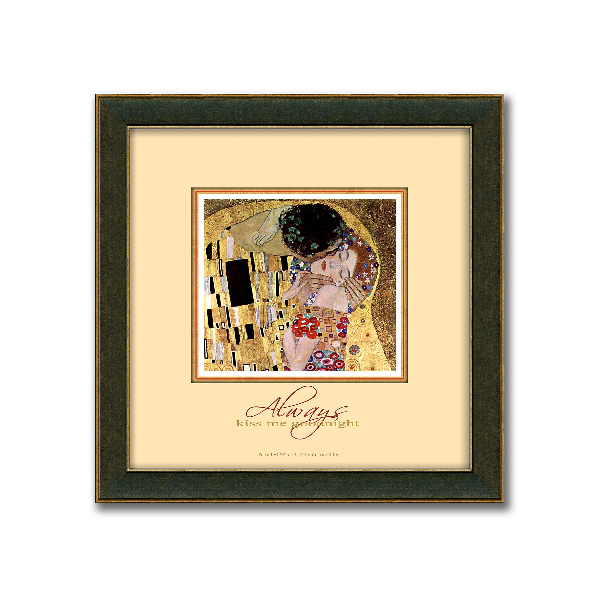 The Kiss Framed Canvas Art By Gustav Klimt - 18 x 18, Multicolor