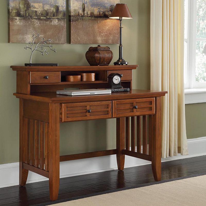Arts & Crafts Student Desk With Hutch, Brown, Furniture
