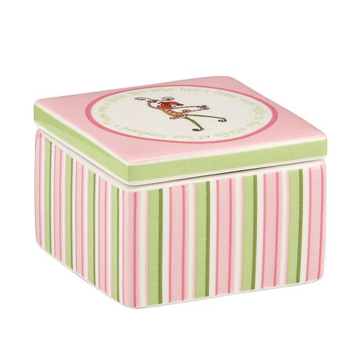 Merry Go Round Little Girl With A Curl Striped Trinket Box