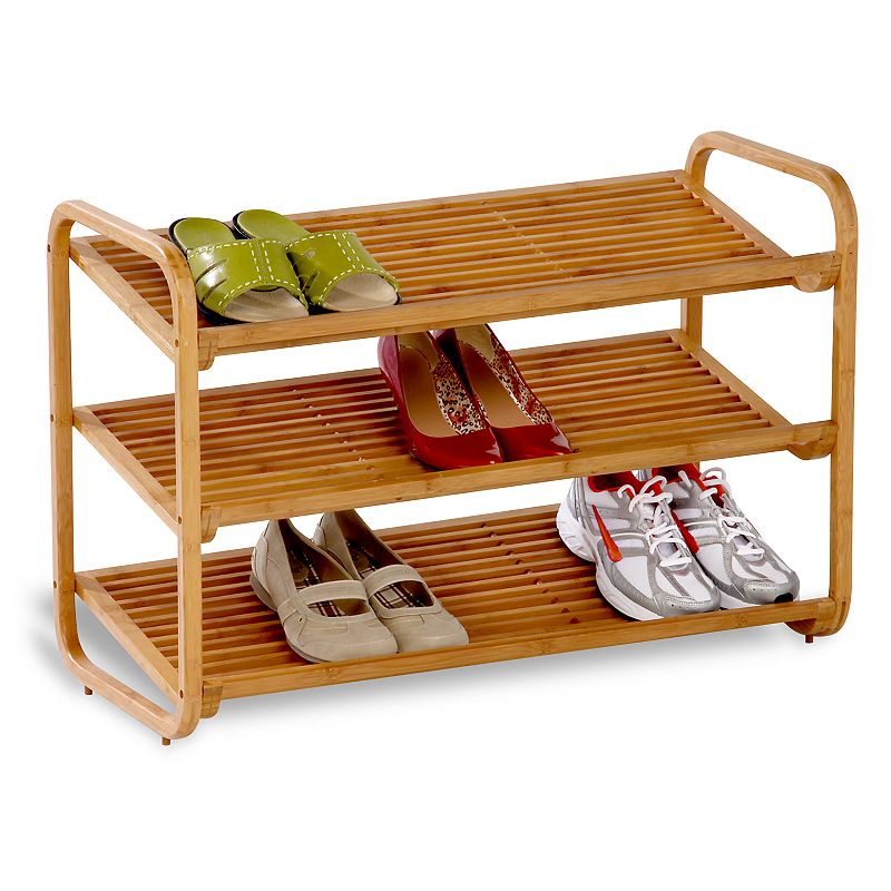 Honey Can Do 3-Tier Moisture Resistant Bamboo Shoe Shelf  Brown