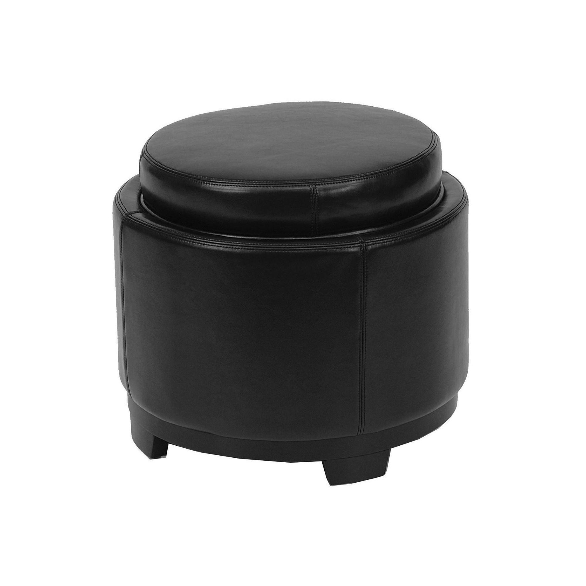 Safavieh Carter Round Storage Tray Ottoman, Black