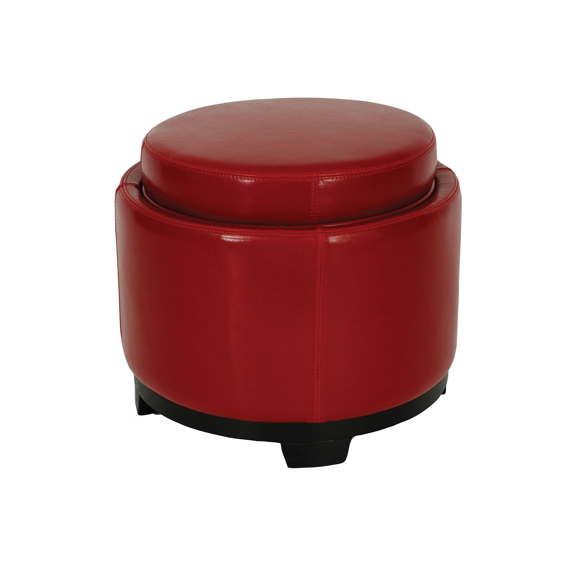 Safavieh Carter Round Storage Tray Ottoman, Red