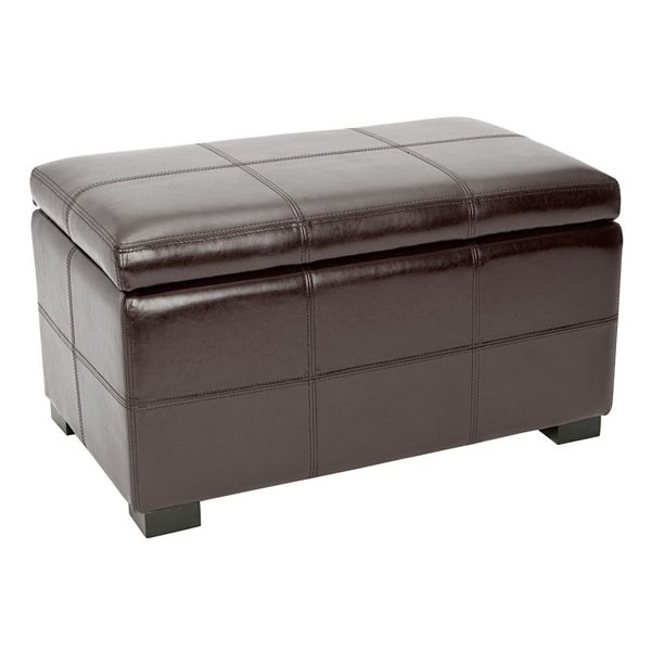 Safavieh Bella Small Bicast Leather, Real Leather Storage Bench
