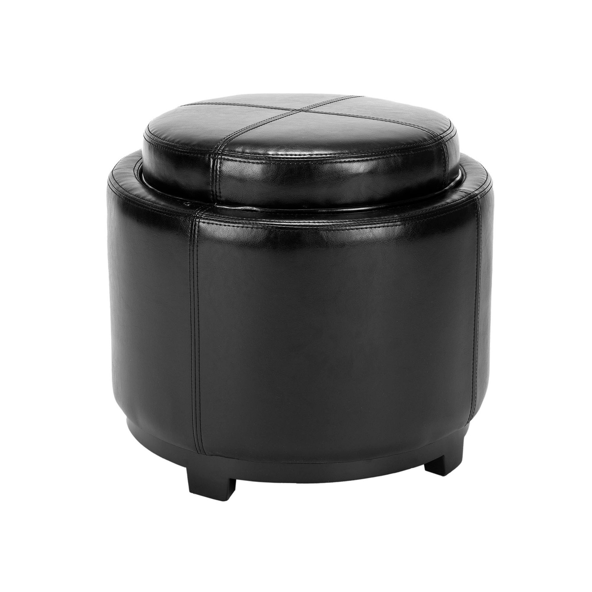 Safavieh Jasper Round Tray Storage Ottoman, Black